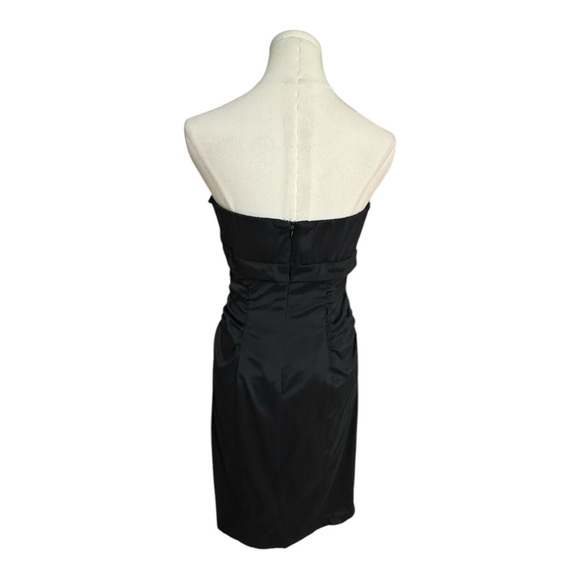 CACHE Black Strapless Mini Dress LBD Cocktail‎ Party Wedding Event Size 8 6 Bow - Picture 3 of 8